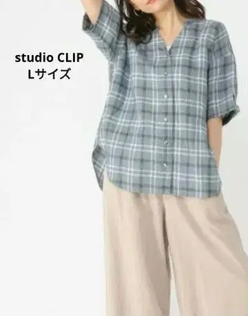 studio CLIP  타카야마 미야코 콜라보 린넨 100 블라우스 체크