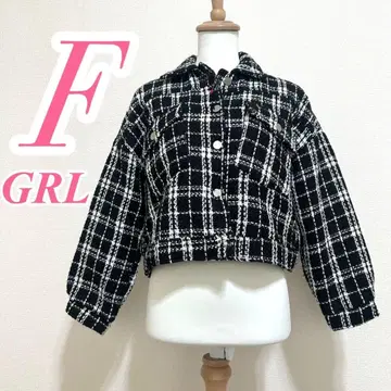 GRL 체크 무늬 자켓 F 사이즈 블랙 화이트 캐주얼 코디