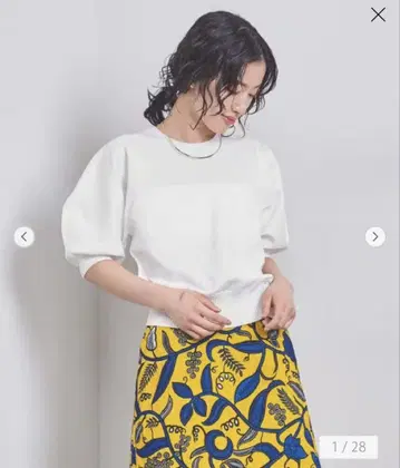 유나이티드 애로우즈 퍼프 슬리브 니트 화이트 15181991818
