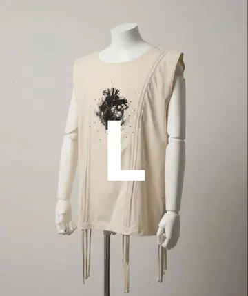 grancy 셔링 디자인 라인 스톤 그래픽 슬리브리스 T L