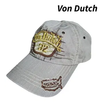 Von Dutch 자수 패치 헤링본 코튼 소재 캡 68799