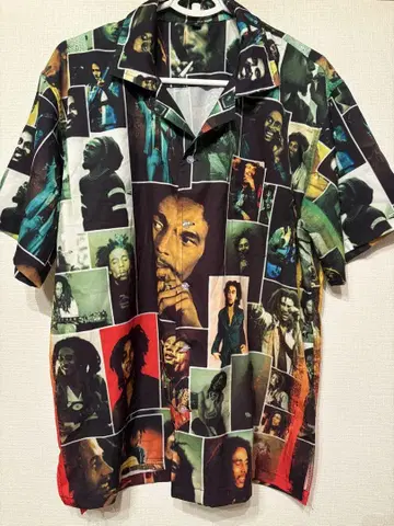 BOB MARLEY 패턴 밥 말리 반팔 셔츠 XL