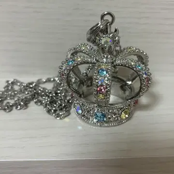 수요일의 앨리스 왕관 크라운 목걸이 대형 실버