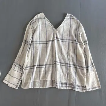 GALERIE VIE 린넨 100% 블라우스 셔츠 체크