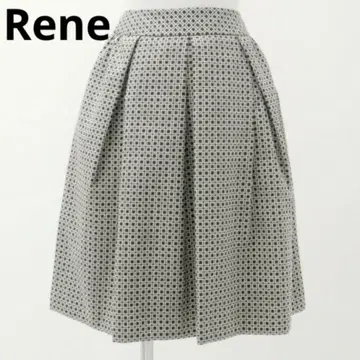 Rene 턱 플레어 스커트 사이즈 36 이탈리아제 원단 사용 기하학 패턴