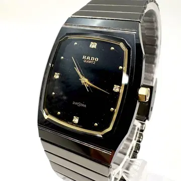 작동 RADO 다이아 스타 DIASTAR 쿼츠 블랙 골드 3 바늘