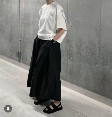 LOHEN 하이 카운트 그로그랭 스커트 팬츠 블랙