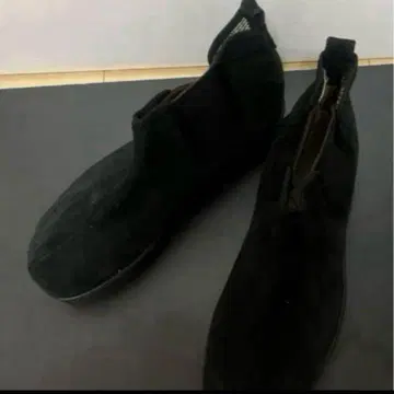 블랙 사이드 고어 부츠 스웨이드 블랙 통굽