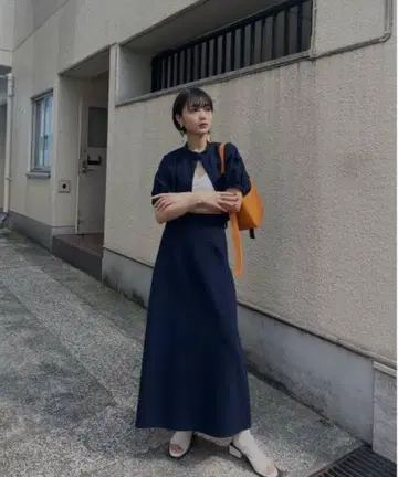 3WAY FLAT GATHER USEFUL DRESS 네이비 S 사이즈