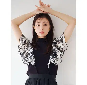 snidel 디자인 슬리브 니트 풀오버 (BLK)