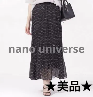 nano universe 미니 도트 무늬 롱 스커트 (블랙) 38 사이즈