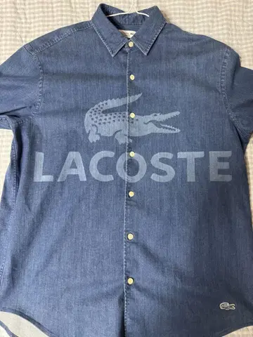 LACOSTE 라코스테 긴팔 데님 인디고 블루 빅 로고 L 사이즈