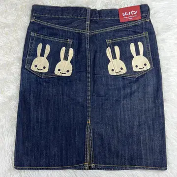 CUNE 데님 스커트 큔 무릎 기장 토끼