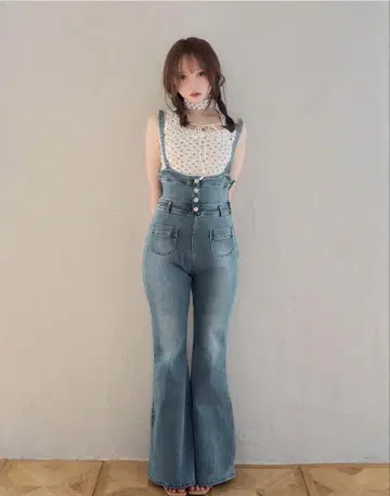앤드메리 하트 힙 데님 올인원 S