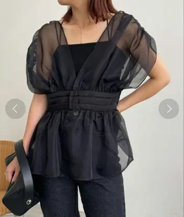 카프리슐레 마쥬 오간자 블라우스 블랙