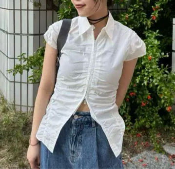 마우지 MOUSSY ZIP UP CAP SLEEVE 셔츠