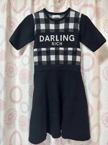 Darich 깅엄 체크 니트 미니 원피스 Free