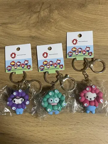 오사카 만국 박람회 완판템 산리오 입체 마스코트 컬러 키링 3개 세트