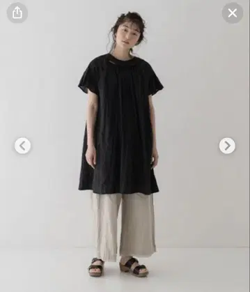 네스트로브 블랙 린넨 레이스 서랍 롱 팬츠