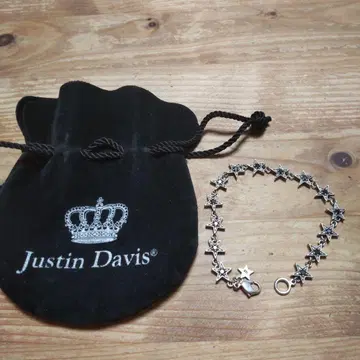 Justin Davis 실버 팔찌 별 모양 스톤 블랙 남성용