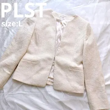 새상품급 PLST 노카라 트위드 자켓 아이보리 포멀 입학식
