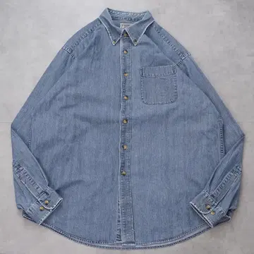 엘엘빈 데님 셔츠 구제 의류 포켓 80s 90s L 파랑 14002