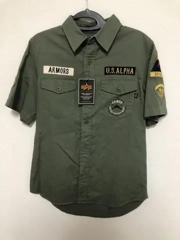 ALPHA INDUSTRIES 반팔 셔츠 M 올리브 그린