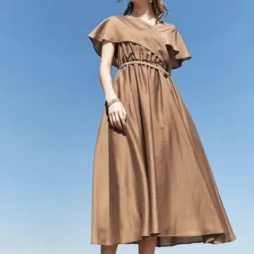 스트로베리 필드 원피스 롱 빅 칼라 카슈쿨 리본