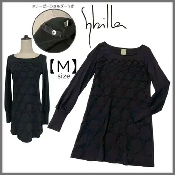 Sybilla 시빌라 긴팔 튜닉 원피스 절개 도트 패턴 세련된
