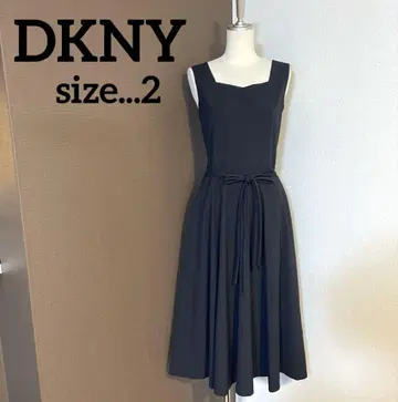 DKNY 슬리브리스 허리 리본 롱 원피스 블랙 드레스