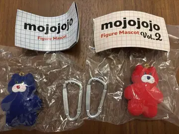 mojojojo 가챠 Naughty 고양이 파랑과 빨간색 카라비너 포함