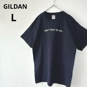 GILDAN 길단 gay? fine by me. 메시지 티셔츠 네이비