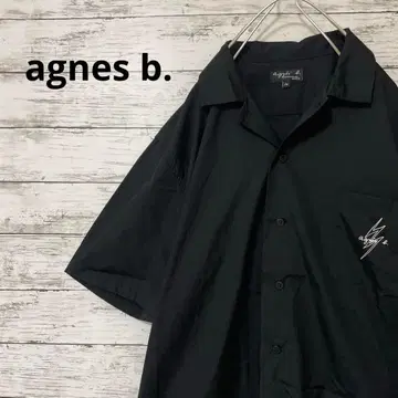 agnes b. homme 포켓 프린트 워크 셔츠 반팔 셔츠 오픈 카라