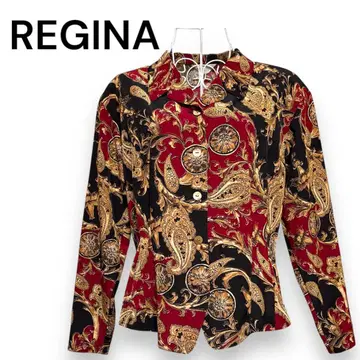 REGINA 레지나 쇼와 레트로 프린트 긴팔 블라우스 셔츠