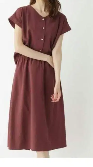 이츠데모 린넨 느낌 퍼처 셋업 FREE SIZE 버건디