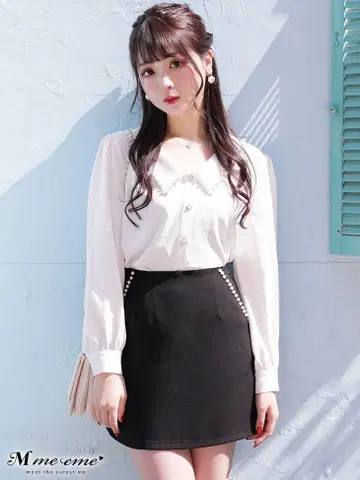 M me eme 펄 사다리꼴 스커트