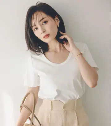 anuans 아누앙스 실크 터치 코튼 U넥 T