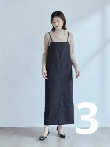 crewre 반지 자카드 원피스 블랙 3