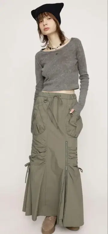 SLY OPEN ZIP MERMAID CARGO 스커트