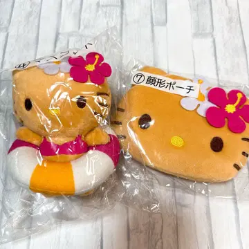 헬로키티 복권 일광화상 마스코트 & 얼굴형 파우치 2개 세트