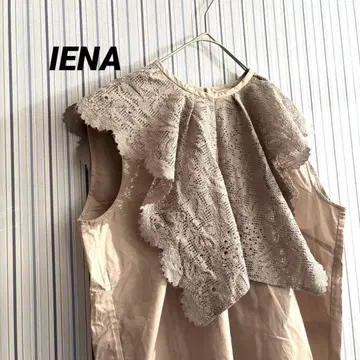 새상품급 이에나 IENA 베이지 시스루 레이스 슬리브리스 블라우스