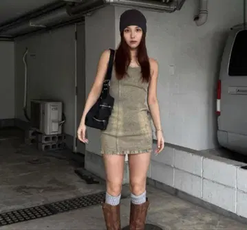 ACLENT Vintage denim mini dress 아크렌트