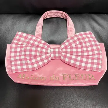Maison de FLEUR 체크 빅 리본 토트백