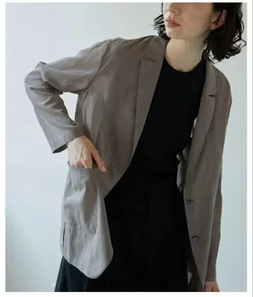 시어 자켓 차콜 그레이 포켓 포함