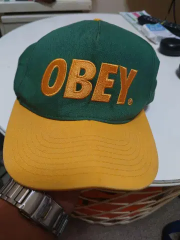 OBEY 야구 모자 그린/옐로우 컬러