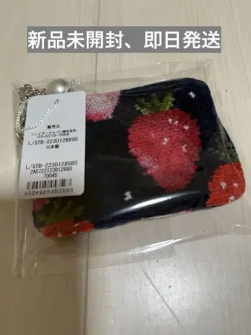 페이러 키&카드 파우치 미사용 새상품 스트로베리 도트 네이비