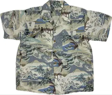 SUN SURF 초기 택 일본풍 패턴 알로하 셔츠 M