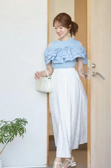 메종 에쉘 Maison Echelle 사다리 스트라이프 플레어 스커트