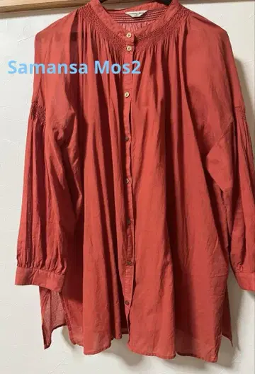 Samansa Mos2 7부 소매 얇은 소재 블라우스 홍차 브라운