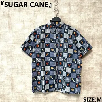 SUGAR CANE 체크 무늬 반팔 셔츠 코튼 야채 SIZEM